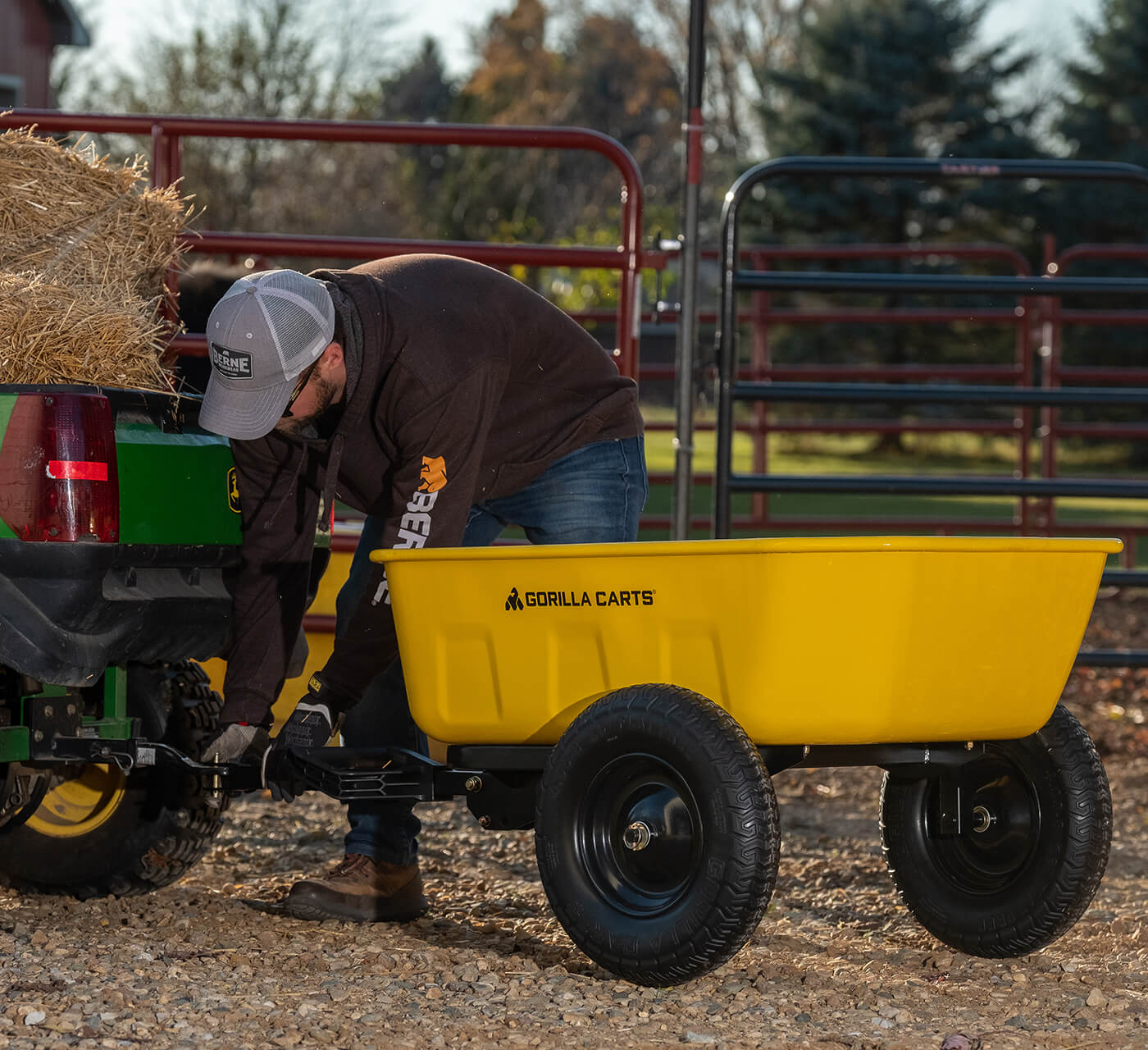 man attaching GCPT-8-C to a tractor